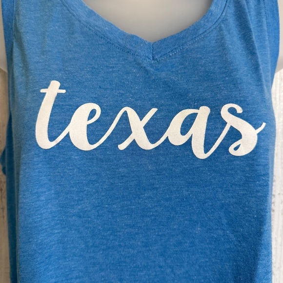 TEXAS Home Free V-neck Sleeveless Light Blue Tank Top Size Large Relaxed‎ Fit - Picture 3 of 10